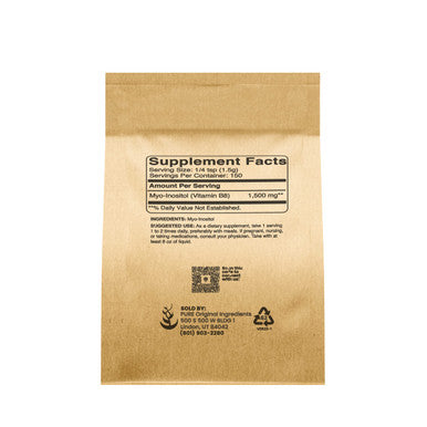 PURE ORIGINAL INGREDIENTS Inositol (Vitamin B8) Powder (8 Oz) Always Pure, No Fillers Or Additives, Lab Verified