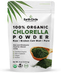 Earth Circle Organics Organic Chlorella Powder Superfood | Kosher | Broken Cell Wall ChlorophylI Vegan Super Green Algae Clean Chlorella High in Protein Fiber & Amino Acids - 4oz