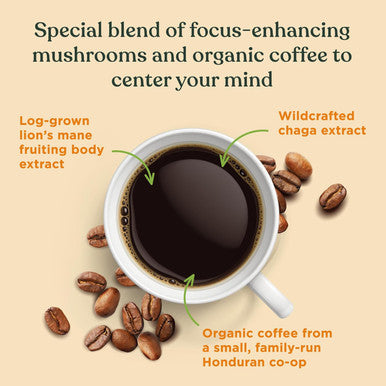 Four Sigmatic Think Mushroom Coffee | Organic Ground Coffee With Lion'S Mane Mushroom And Chaga Mushroom | Nootropic Mushroom Coffee For Better Focus And Immune Support | 12Oz Bag