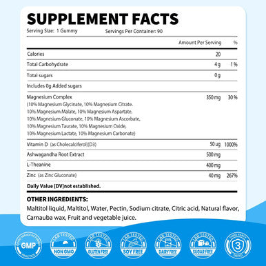 Vev Cortisol Supplement For Women, Magnesium Glycinate Gummies With Ashwagandha, 10 Types Of Magnesium, Vitamin D3, Zinc & L-Theanine, Supports Sleep And Memory & Attention, No Sugar (90 Count)