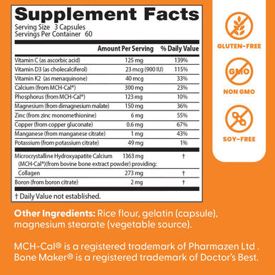 Doctor'S Best Calcium Bone Maker Complex With Mchcal Supports Bone Health Muscular Skeletal & Vascular Health 180 Caps