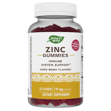 Nature'S Way Zinc Gummies, Daily Immune Support Gummies*, 100% Daily Value Zinc Per Gummy, Mixed Berry Flavored, 120 Gummies (Packaging May Vary)