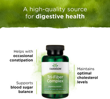 Swanson Tri-Fiber Complex - Digestive Health Supplement Made with Psyllium Oat Bran &' Apple Pectin - (100 Capsules)
