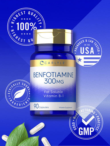 Carlyle Benfotiamine 300Mg | 90 Capsules | Fat Soluble Vitamin B-1 | Non-Gmo, Gluten Free