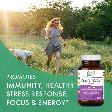 PURE ESSENCE LABS One N Only Multivitamin for Women, Natural One a Day Herbal Supplement with Vitamin D3, B12, and Biotin with Whole Foods, 60 Tablets