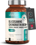 Vitabright Glucosamine and Chondroitin High Strength Joint Care Supplements for Women & Men 180 Glucosamine Sulphate Capsules 2127mg Glucosamine Complex VitaBright Glucosamine Chondroitin MSM & Turmeric