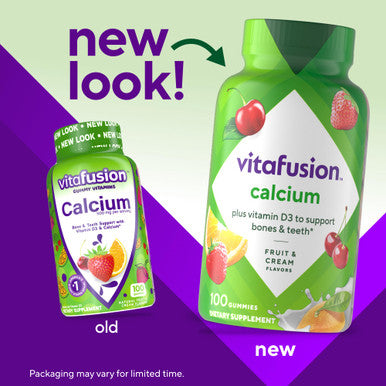 Vitafusion Chewable Calcium Gummy Vitamins For Bone And Teeth Support Fruit And Cream Flavored 50 Day Supply 100 Count