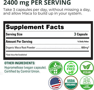 Organic Maca Root Capsules For Women & Men 800Mg - 150 Maca Pills Of Black, Red, Yellow Maca Supplement - Gelatinized Macaroot, Non-Gmo, Vegan By Peruvian Naturals