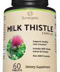 Premium Milk Thistle Complex - Supports Healthy Liver Function - Detox & Cleanse - Powerful Milk Thistle Extract & Seed Powder - Standardized Silymarin Content - 60 Milk Thistle Tablets