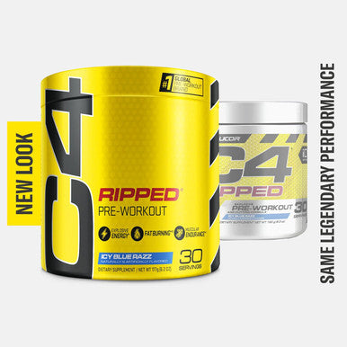 C4 Ripped Pre Workout Powder ICY Blue Razz | Creatine Free + Sugar Free Preworkout Energy Supplement for Men & Women | 150mg Caffeine + Beta Alanine + Weight Loss | 30 Servings