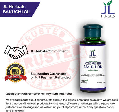 JL Herbals Bakuchi Oil 100ml (3.5 fl.oz) | Babchi | Psoralea corylifolia | 100% Pure & Undiluted | Cold Pressed | for External USE ONLY | USE After Dilution