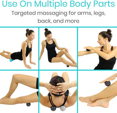 Vive Massage Ball Set (4 Piece) - Foot Pain Hot Cold Therapy Kit - Plantar Fasciitis, Heel Spur, Sore Muscles, Trigger Point - Back, Arm, Neck, Shoulder, Leg Circulation Roller - Pt Spike Massager