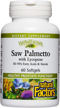 HerbalFactors by Natural Factors Saw Palmetto Supports Healthy Prostate Function with Lycopene 60 softgels 60 servings
