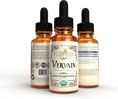 Khroma Herbal Products Organic Vervain - 650 MG Per Serving - 2 Oz Liquid in Glass Bottle USDA Organic Vegan Kosher 3rd Party Tested