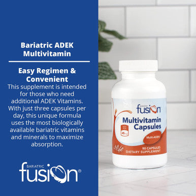 Bariatric Fusion High ADEK Multivitamin with Iron Bariatric Multivitamin for Duodenal Switch Easy to Swallow ADEK Vitamins Bariatric 90 Capsules One Month Supply