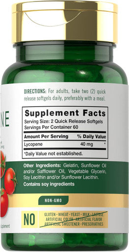 Carlyle Lycopene 40mg | 120 Softgels | Naturally-Occurring Carotenoid | Non-GMO & Gluten Supplement