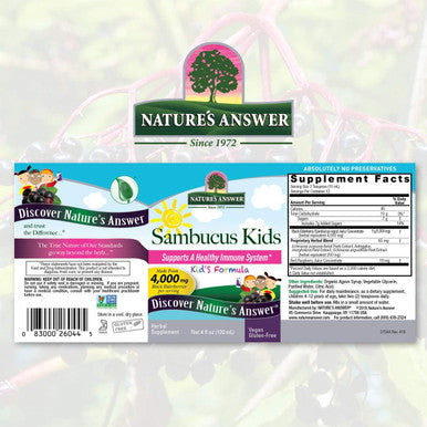 Nature'S Answer Sambucus Kids Formula 4-floz Liquid | Kosher | Great Taste & Gluten- | Immune System Support | No Artificial Preservatives | Single Count