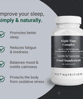 Hey Nutrition Night Time Complex with 100mg L-Tryptophan Chamomile & Lemon Balm Natural Supplement for Sleep & Relaxation - Non-GMO 60 Vegetarian Capsules