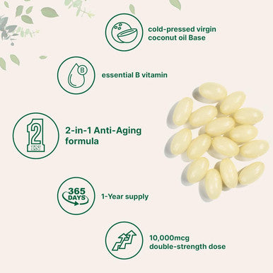 Micro Ingredients Biotin 10000mcg w/Hyaluronic Acid 25mg | 365 Virgin Coconut Oil Softgels Fast Release One Year Supply Supports Healthy Hair Skin & Nails Non-GMO & No Gluten
