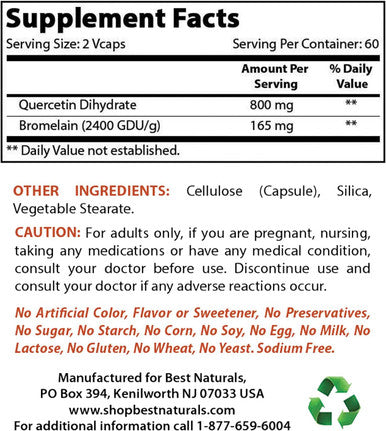 Best Naturals Oregano Oil 250 Mg & Quercetin with Bromelain