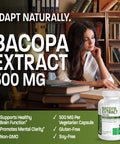Bronson Bacopa Monnieri Extract 500 mg - Promotes Mental Clarity and Brain Function - Non GMO, 90 Vegetarian Capsules