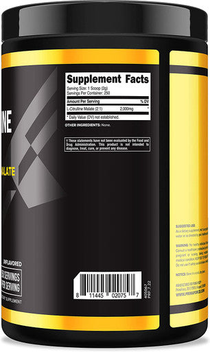 PrimaForce LCitrulline Malate Powder Unflavored Pre Workout Supplement 500 grams Energy Support Aids Recovery Enhances Strength Performance Vegan NonGMO