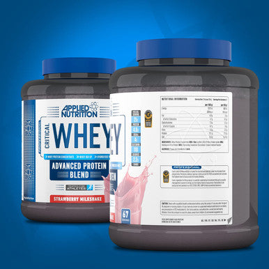 Applied Nutrition Critical Whey Protein Powder Shake Gold Muscle Building Supplement with Glutamine & High Standard Amino Acids BCAA 2.27kg - Servings 67 (Strawberry Milkshake)