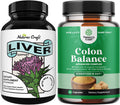 Bundle of Liver Cleanse Detox & Repair Complex and Colon Cleanser & Detox - Herbal Liver Support Supplement with Silymarin Milk - Lactobacillus Acidophilus Probiotic Supplement