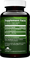 Mrm Nuturition Vegan Vitamin D3 & K2 Bone + Immune Health Made From Lichens Supports Calcium Absorption Vegan + Vegetarian Friendly 60 Servings