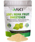 AKI Monk Fruit Sugar Free Sweetener Powder - Brown Raw Powder with Aroma of Sweetness - Ideal for Blended Beverages and May Helps in Weight Loss (2 Oz / 57Gr)