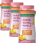 NatureS Bounty Optimal Solutions Hair Skin and Nails With Biotin And Collagen CitrusFlavored Gummies Vitamin Supplement 2500 Mcg 80 Ct 40 Total Servings (Pack Of 3)