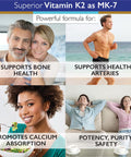 Superior Labs Vitamin K2 as MK7 Supplement Promotes Calcium Absorption Supports Bone Health and Healthy Arteries High Bioavailability 100mcg 120 Vegetable Capsules