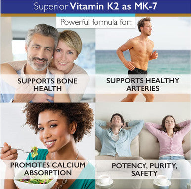 Superior Labs Vitamin K2 as MK7 Supplement Promotes Calcium Absorption Supports Bone Health and Healthy Arteries High Bioavailability 100mcg 120 Vegetable Capsules