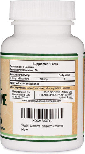 Double Wood Supplements S-Acetyl L-Glutathione 100mg 60 Capsule