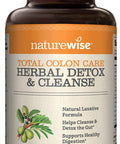 NatureWise Herbal Detox Cleanse Laxative Supplements Natural Colon Cleanser Herb Fiber Blend for Constipation Relief Toxin Rid Gut Health Weight Loss Support 1 Month Supply 60 Capsules