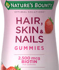 Nature's Bounty Optimal Solutions Hair Skin and Nails with Biotin Strawberry Flavored 80 Gummies