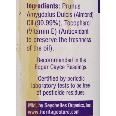 Almond Oil Sweet w/Vitamin E Heritage Store 8 oz Liquid