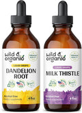 Wild & Organic Dandelion Root Tincture 4 Fl Oz & Milk Thistle Tincture 4 Fl Oz