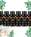 Aromatherapy Lemon Essential Oil Set for Diffuser, 100% Pure Orange Essential Oils Kit, 6X10ml Therapeutic Grade Cleaning Essential Oils Set-Lemon,Rosemary,Orange,Peppermint,Geranium,Eucalyptus Oil