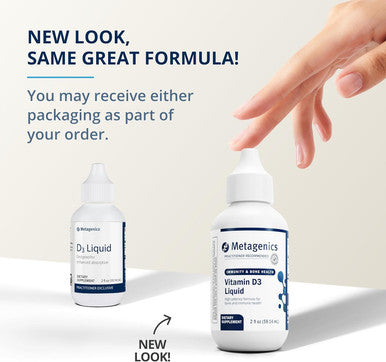 Metagenics D3 Liquid - 2 fl oz - Liquid Vitamin D3 - Bone Health & Immune Support - Suitable for Kids - 2275 Servings