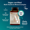Puori Multi-Vitamin And Mineral Complex - 60 Vegan Capsules - Vegan Certified With 13 Essential Vitamin And 9 Minerals - For Overall Health, Nervous And Immune System - Dairy-Free, Vegetarian