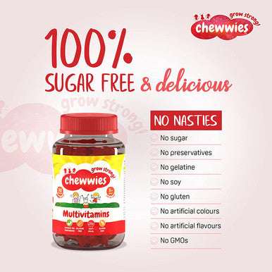 Chewwies Multivitamin - Chewable Vegan Gummies- Gelatin Free, Sugar Free, Halal & Gluten Free, Non-GMO - for Adults and Children Packed with Essential Vitamins and micronutrients (30 Day Supply)