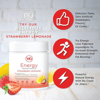 TRU Supplements Supplements Energy Pre Workout Training Formula Vegan Friendly No Jitters Improve Workout Performance Naturally Extracted Flavors 20 Servings (Iced Tea Lemonade)
