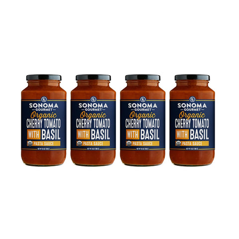 Sonoma Gourmet Seven Veggie Pasta Sauce | Vegan, USDA Organic, Non-GMO, Gluten-Free and No Sugar Added | Made With Fresh Ingredients | 25 Ounce Jars (Pack of 4)