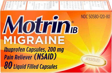 Motrin IB Migraine Relief Liquid Gel Capsules with Ibuprofen per Capsule Fast and Effective Migraine Headache Relief Medicine with NSAID Pain Reliever Ibuprofen Caffeine-Free