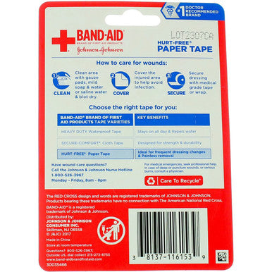 Band-Aid Paper Tape Small 1"X10Yd - 1 Roll, Pack Of 5