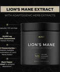 20,000mg 16x Strength Lions Mane Supplement Capsules Super Nootropic w. Ashwagandha & Rhodiola - Highest Potency Lion's Mane Mushroom Extract 50% Polysaccharides - Brain Supplement for Memory & Focus