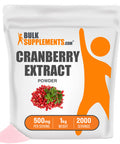 BulkSupplements Cranberry Extract Powder - Cranberry Supplements, Urinary Tract Health - - 500mg , 2000 Servings (1 Kilogram - 2.2 lbs)