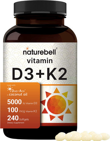 Vitamin D3 K2 Mk7 With Virgin Coconut Oil 240 Softgels Vitamin D3 5000 Iu K2 Mk7 100Mcg 2 In 1 Support Duoack 8 Months Supply Third Party Tested Non Gmo No Gluten