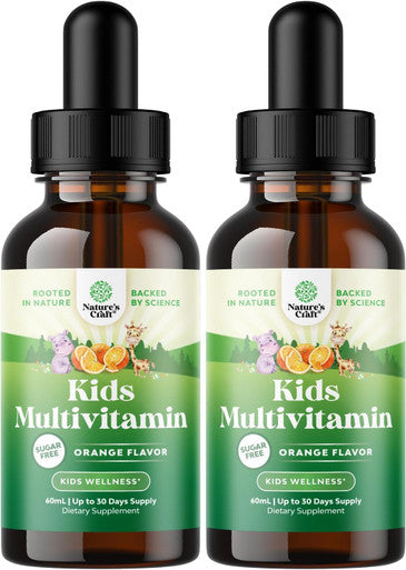 Natures Craft Liquid Multivitamin for Kids Immunity Support - Yummy Toddler Multivitamin Supplement with a C D3 E B6 and D3 Liquid Vitamins for Kids of All Ages - High Absorption Kids Liquid Multivitamin (2 Pack)